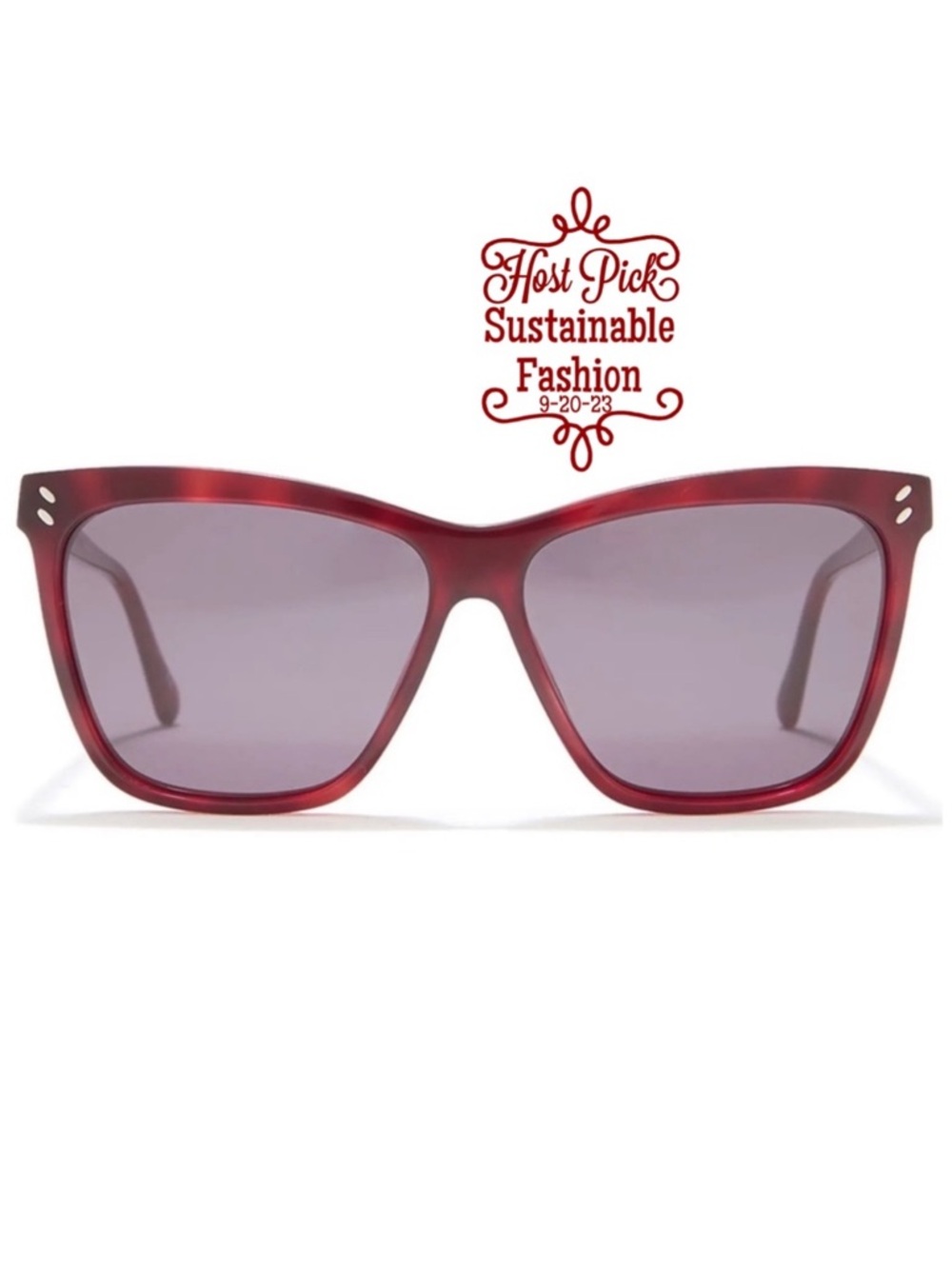 STELLA MCCARTNEY Avana Sunglasses Square Red Frame Grey Lenses NWT